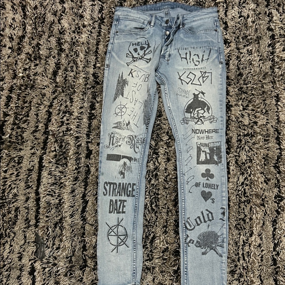 Ksubi Light Blue Graphic Skinny Jeans